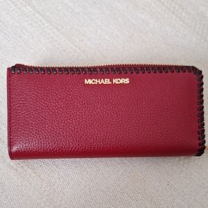 Michael Kors Burgundy Leather Clutch